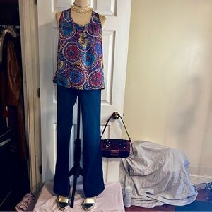 Marc‎ Jacobs Women’s Silk Paisley Boho Retro Criss Cross Back Y2K Babydoll Top M